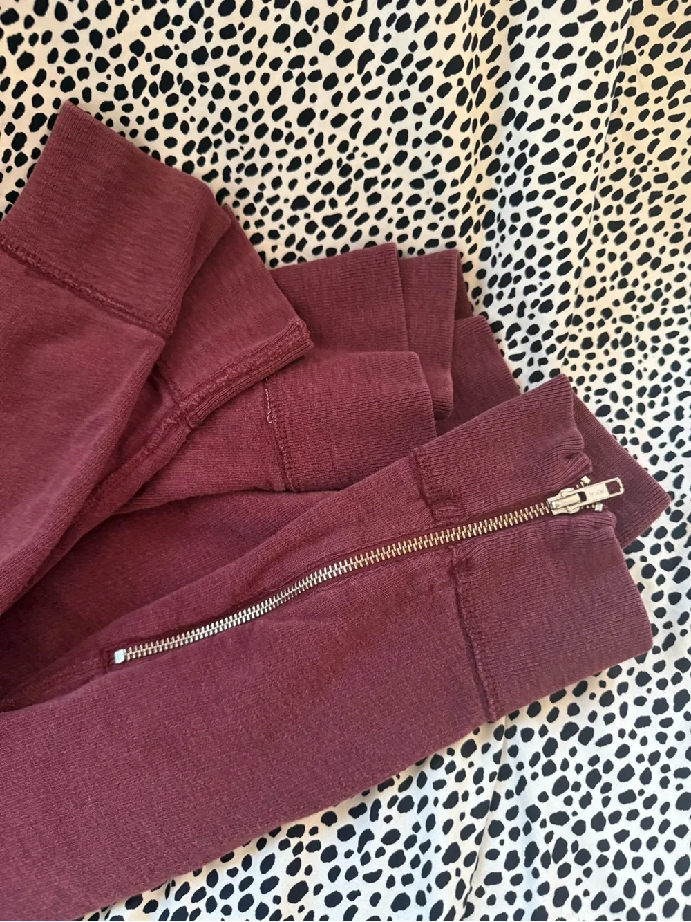 J. Crew Men's Crewneck Sweatshirt with Side Zippers in Burgundy
